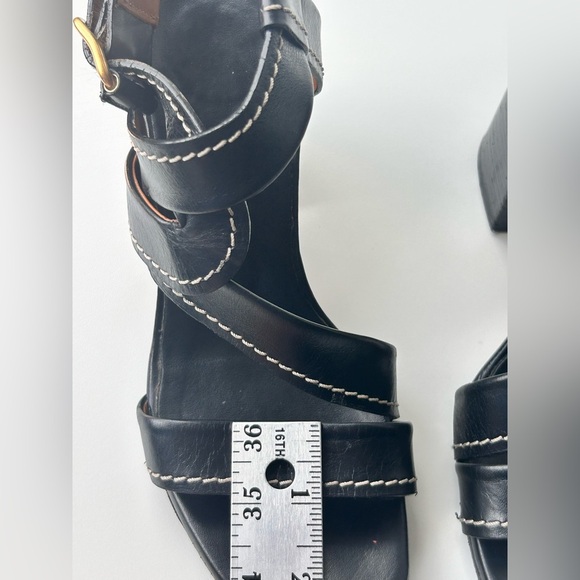 Chloe Candice Topstitch Leather Sandal Size 6 (36.5 EU) Block Heel - Picture 13 of 16